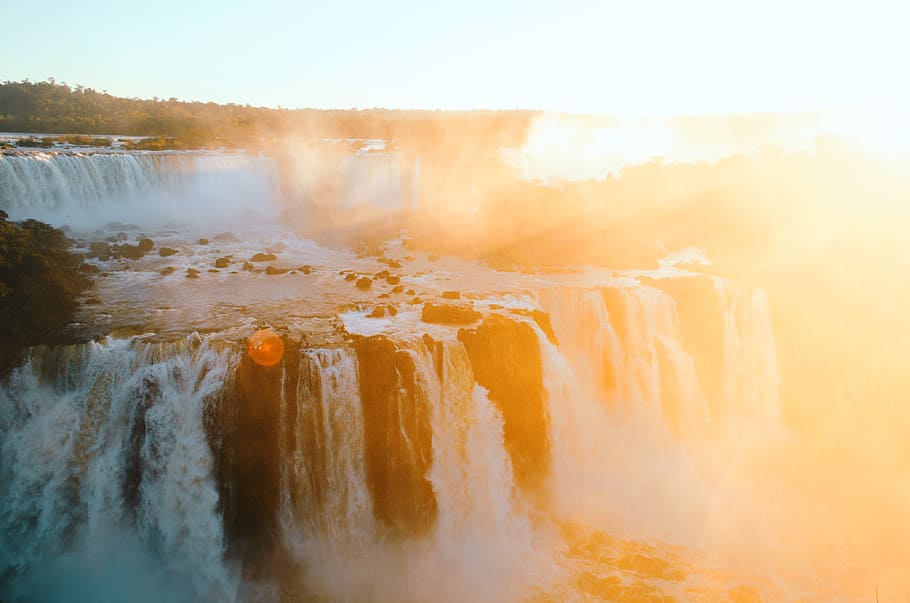 nature, falls, water, view, liquid, sunshine, travel, trip HD wallpaper