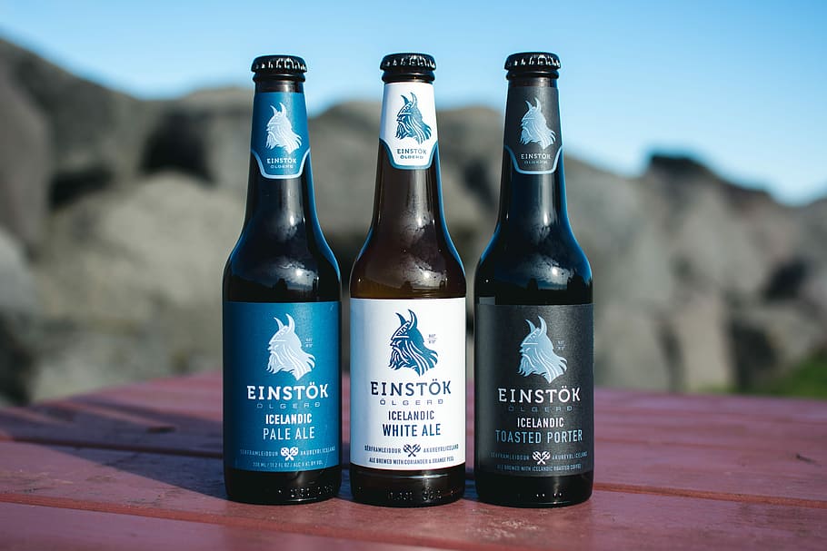 Icelandic crafted bottled beers, drink, outside, alcohol, no People HD wallpaper