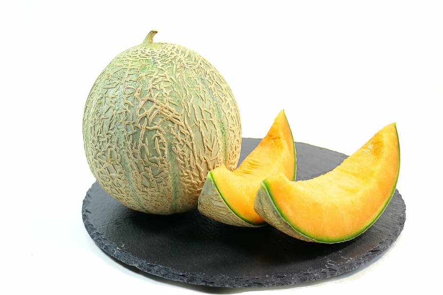 two slices of watermelon beside watermelon fruit, power, white background HD wallpaper