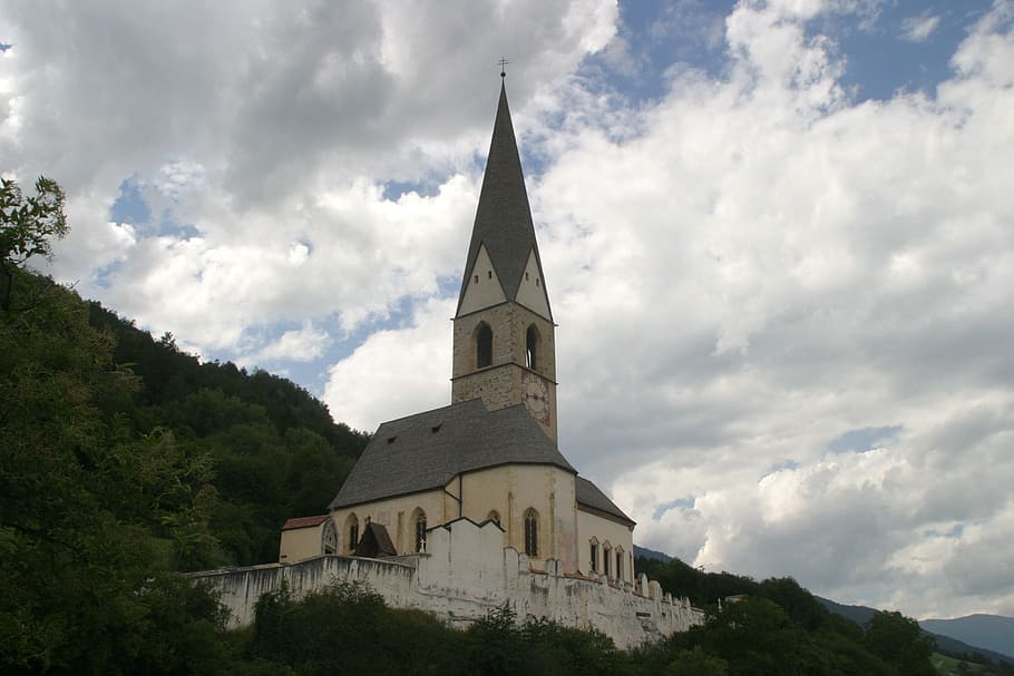 south tyrol, italy, dolomites, val venosta, church, landscape