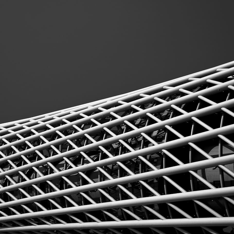 grayscale photgraphy of fence, untitled, building, architecture HD wallpaper
