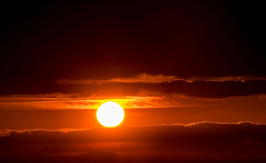sunset, setting sun, abendstimmung, evening sky, afterglow HD wallpaper
