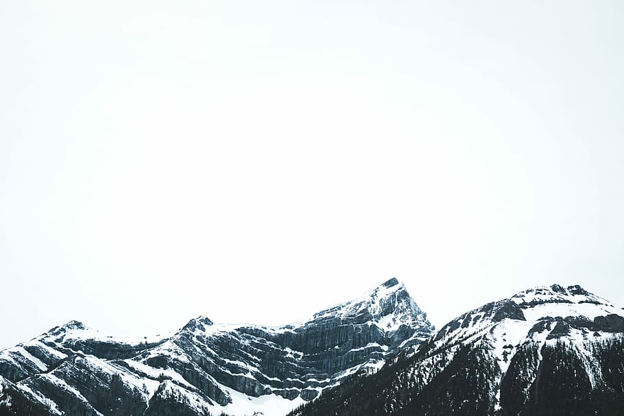 rocky mountain filled with snow at daytime, snow capped, sky HD wallpaper