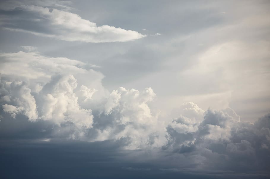 photo of white clouds, white clouds and blue sky, cloudy, cloudscape HD wallpaper