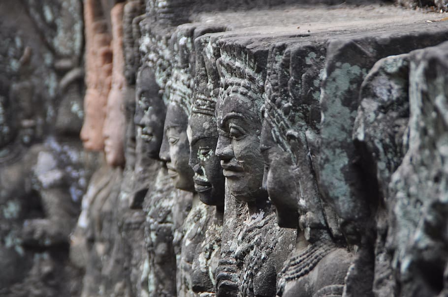 Angkor, Hinduism, Faces, Temple, Complex, temple complex, history, HD wallpaper