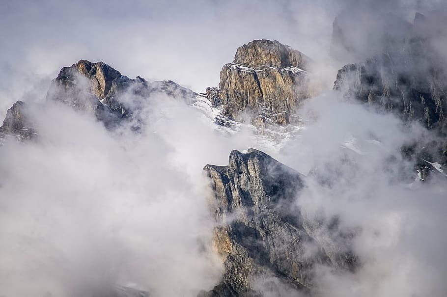 mountain, cloud, landscape, snow, nature, cloudy, alps, altitude HD wallpaper