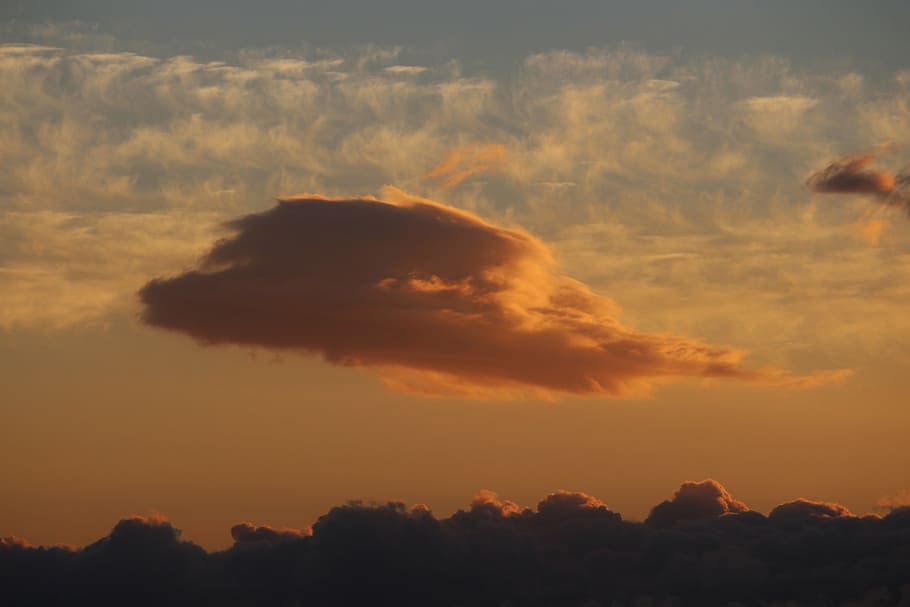 sunset, cloud formation, clouds, mood, sky, evening sky, afterglow HD wallpaper