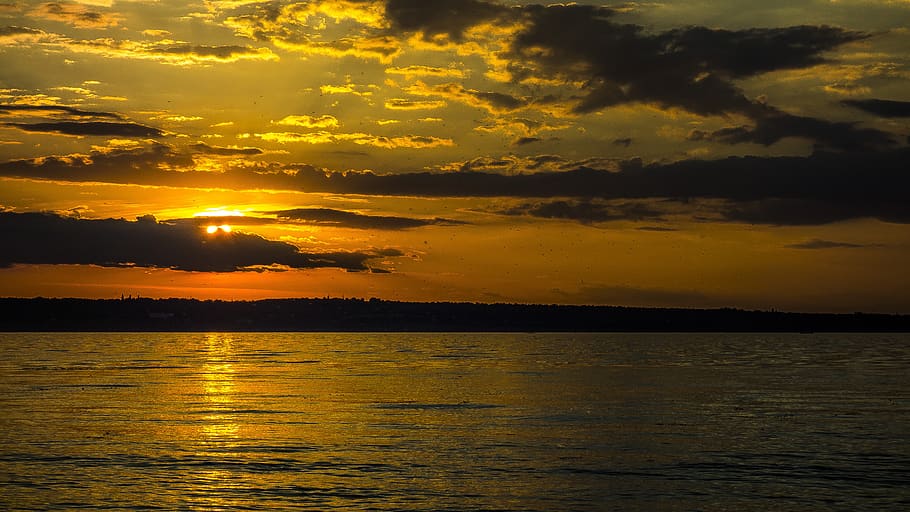 sunset, dawn, water, twilight, cloud, summer, sky, scenics - nature HD wallpaper