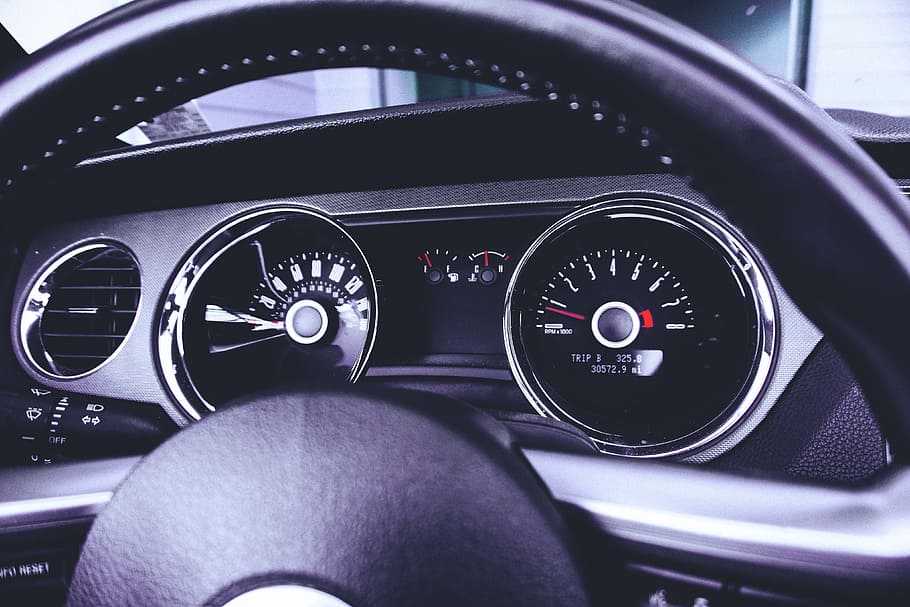 Closeup shot of car dashboard, various, speedometer, vehicle Interior HD wallpaper