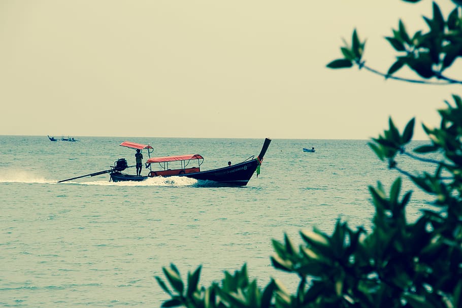 boot, lake, ocean, water, fish, ship, thailand, fishing, nautical Vessel HD wallpaper