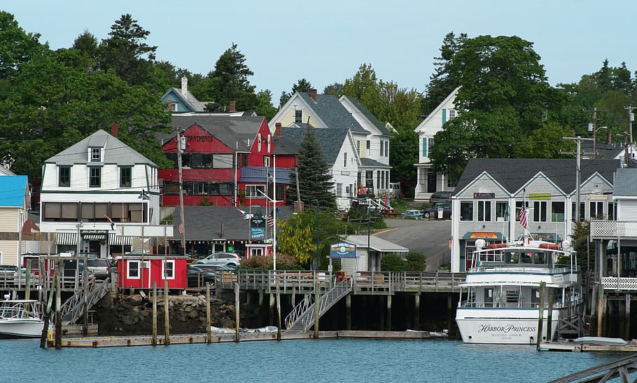 boothbay harbor, small town, maine, cozy, townscape, vacation, HD wallpaper