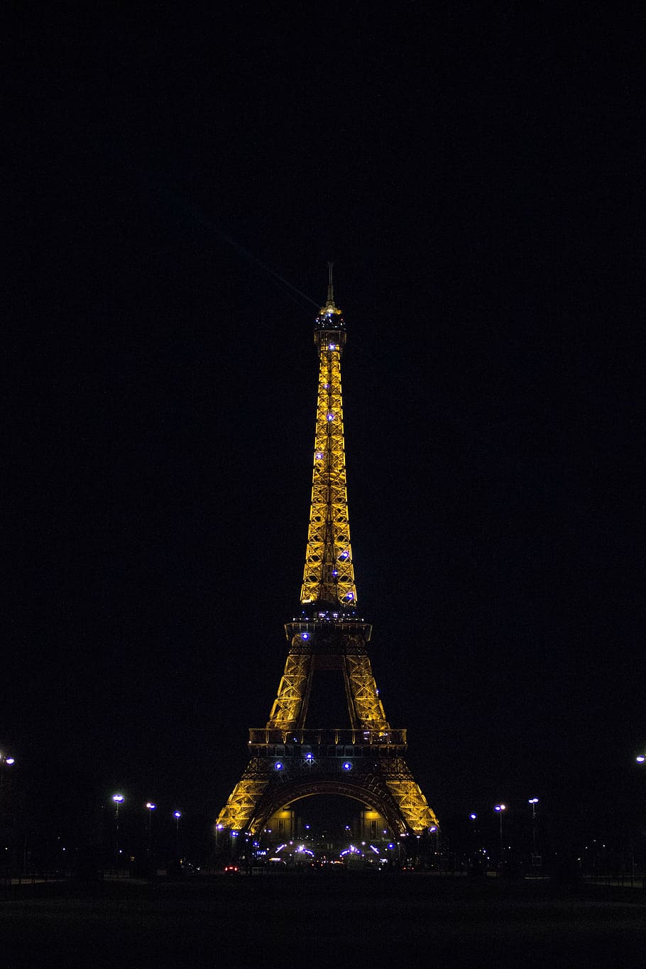 eiffel tower, night, illuminated, paris, france, landmark, famous HD wallpaper