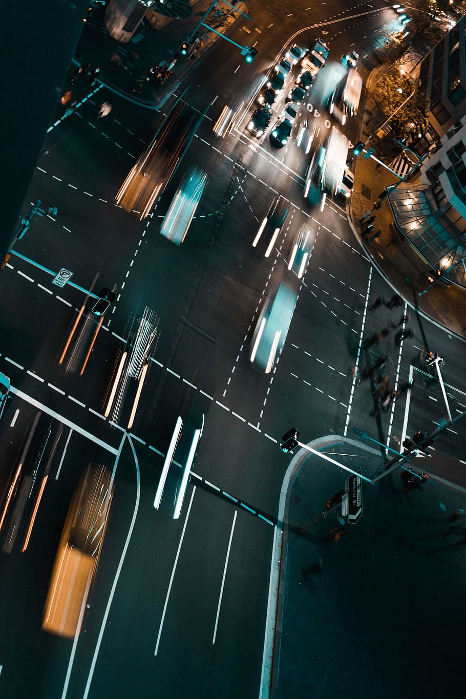 aerial view of road surrounded buildings, road intersection with cars HD wallpaper