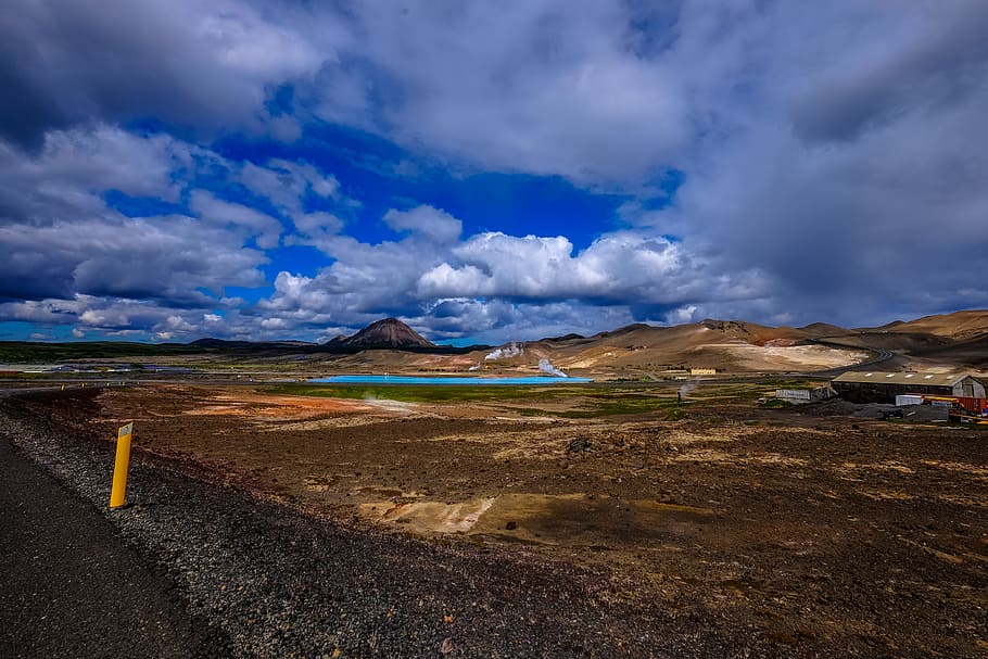 nature, sky, sand, clouds, countryside, environment, field, geyser HD wallpaper