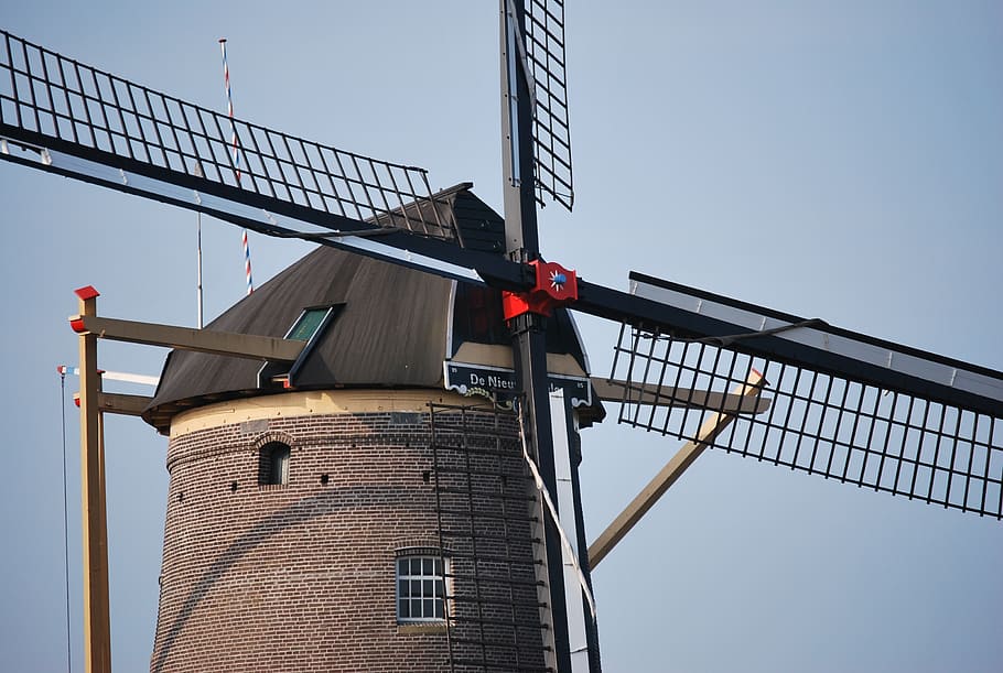 netherlands, windmill, architecture, built structure, low angle view HD wallpaper