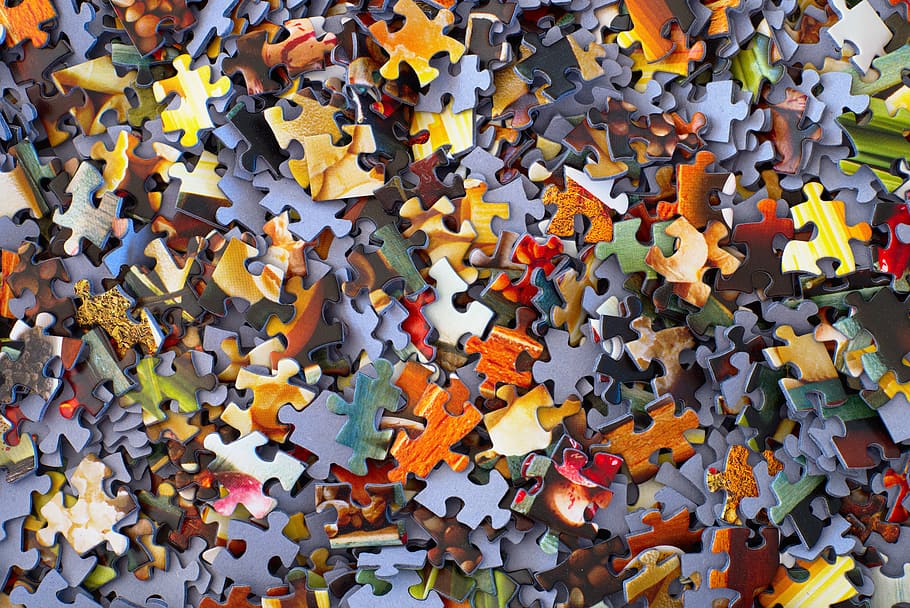 stack of jigsaw puzzle pieces, jigsaw puzzle lot, texture, solution, HD wallpaper