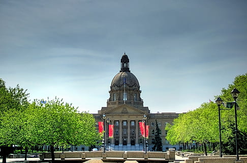 gray concrete dome, edmonton, canada, alberta, building, structure HD wallpaper