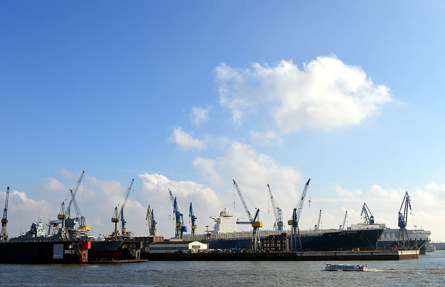 Crane, Cranes, Container, Loading, Cargo, trade, port, hamburg HD wallpaper