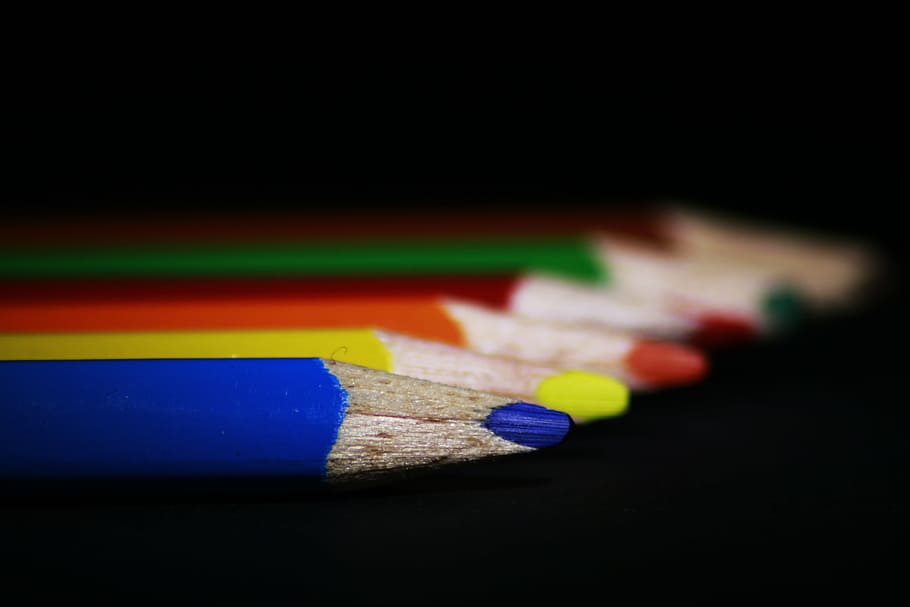 pens, colored pencils, close, draw, school, macro, paint, colorful, HD wallpaper