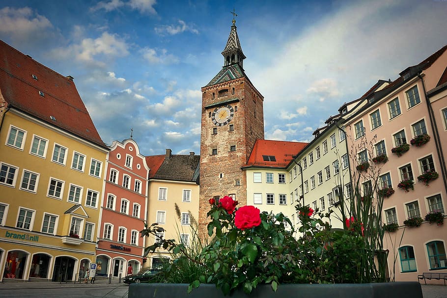 architecture, city, old, building, flower, city gate, tower HD wallpaper