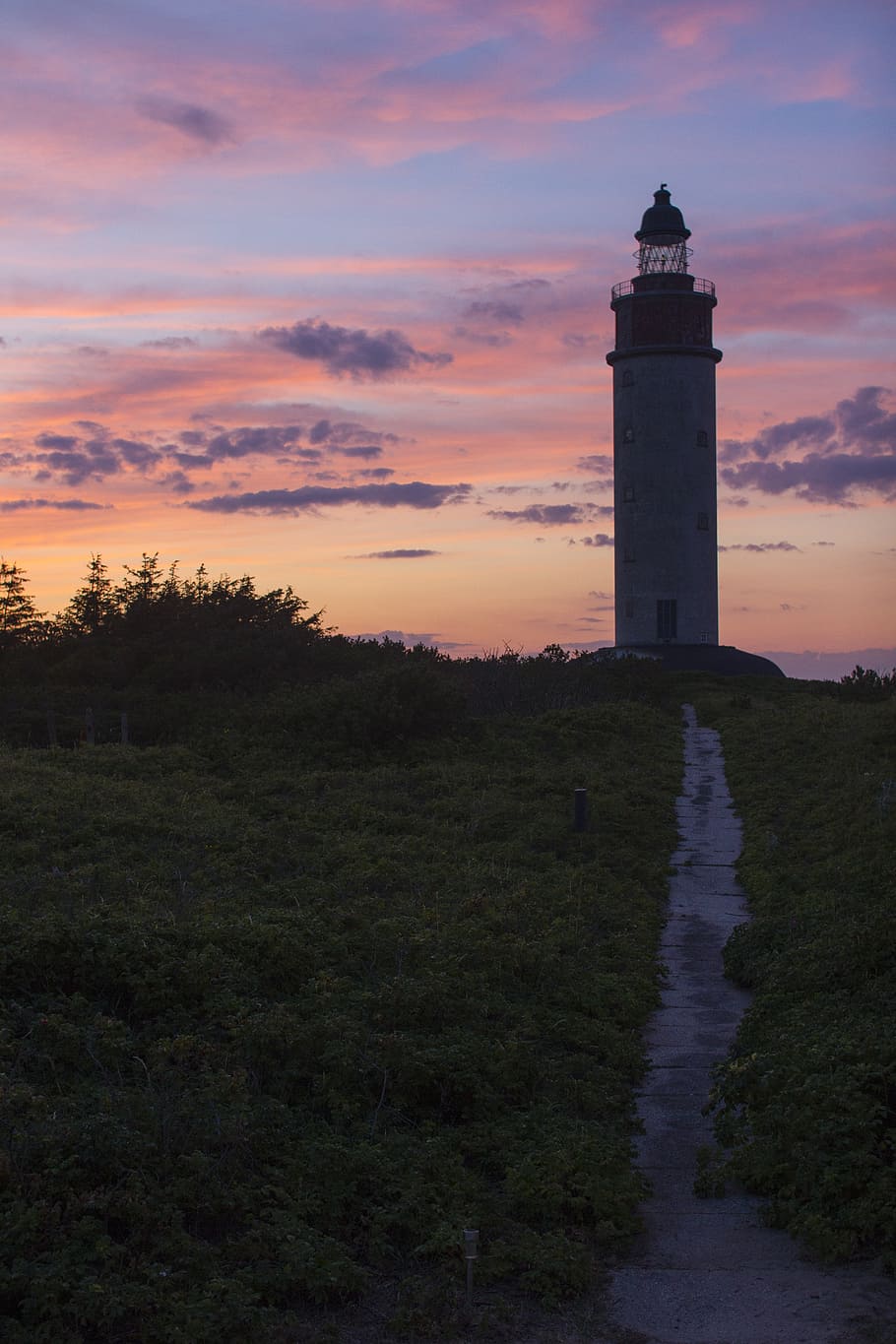 lighthouse, denmark, sunset, sky, architecture, built structure HD wallpaper