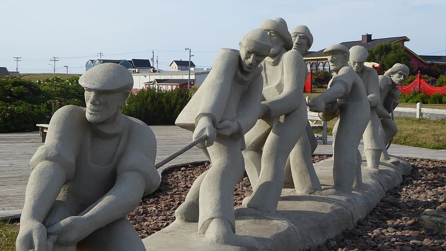 teamwork, statue, group, pull, representation, human representation HD wallpaper