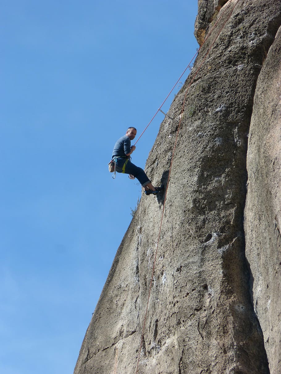 climber, scalar, rock wall, escalation, harness, sport, leisure activity HD wallpaper