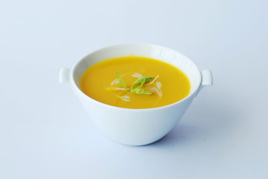 soup in bowl, cream, food, vegetable, pumpkin, yellow, meal, healthy Eating, HD wallpaper