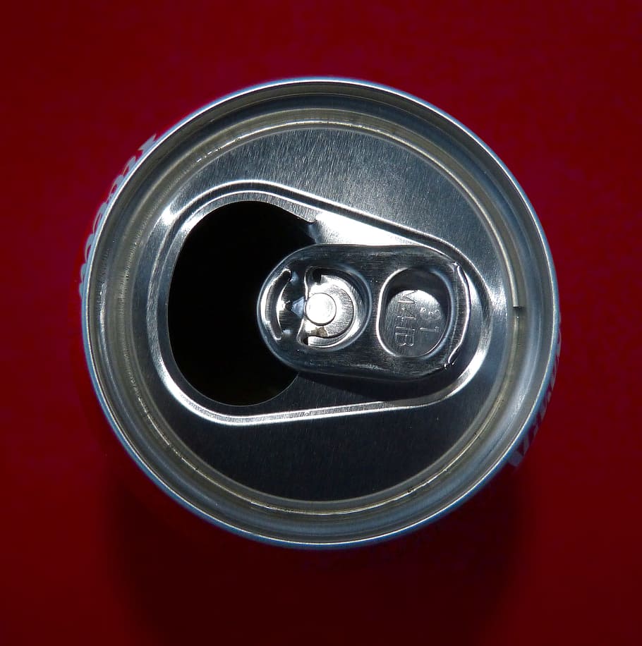 Can, Overhead View, Drink, Beer, red, drink can, aluminum, metal HD wallpaper