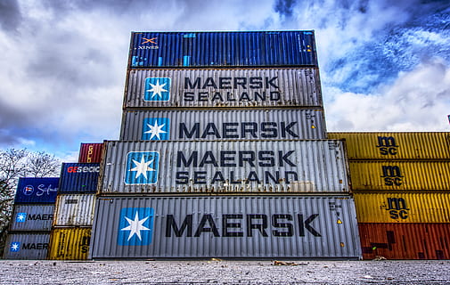 container, port, loading, stacked, container terminal, container handling HD wallpaper