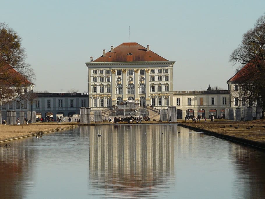 Nymphenburg Palace, Castle, munich, water, park, architecture, HD wallpaper