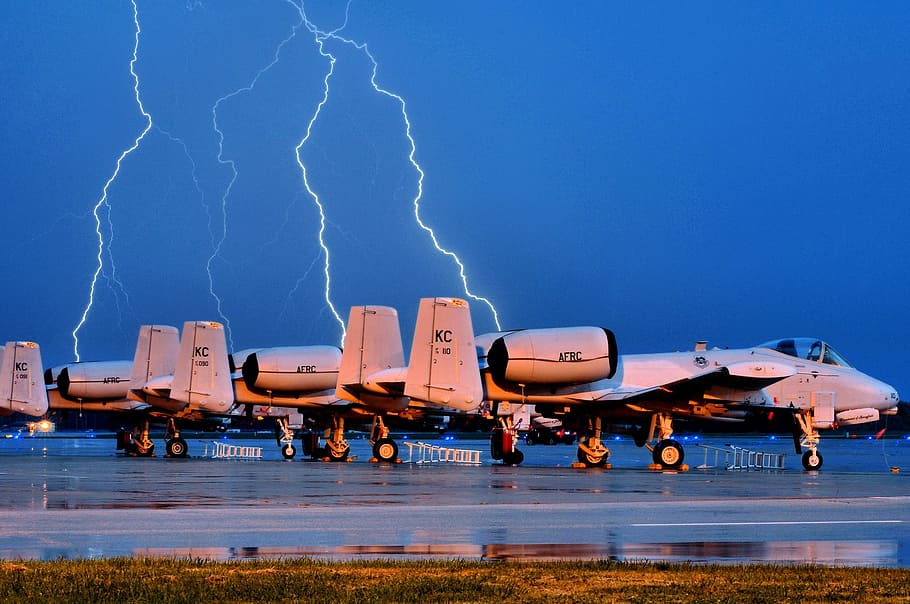 white aircraft during thunder, fighter jets, lightning bolts, HD wallpaper