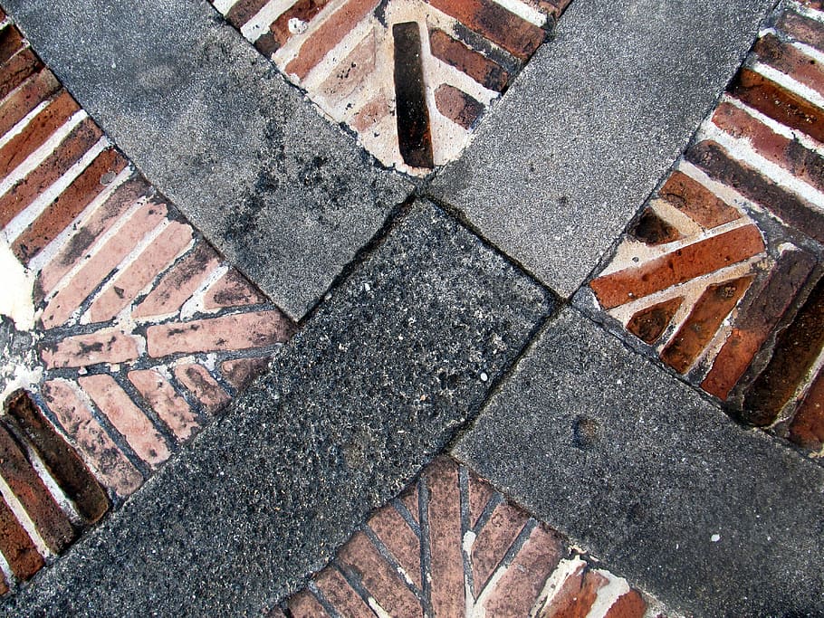 Bricks, Spot, Pattern, Paved, bricklined, pathway, masonry