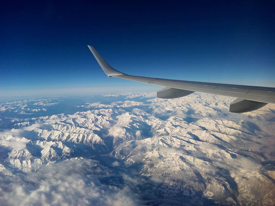 plane window photography of airliner wing, Mountain, Airplane HD wallpaper