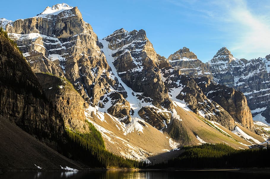 lake, landscape, mountain, mountain range, nature, rocky mountain HD wallpaper