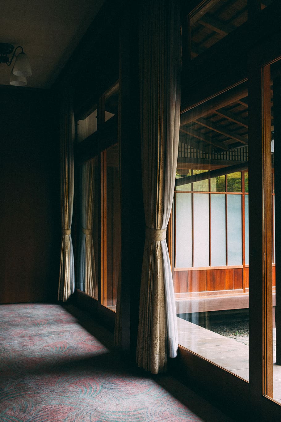 white and beige curtain, photo of white window curtain, home