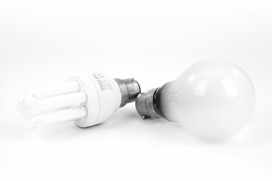 CFL and incandescent bulb, efficient, electric, electricity HD wallpaper