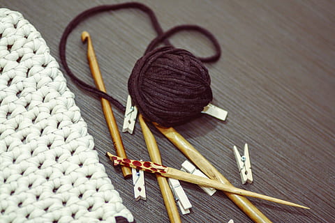 brown yarn, crocheting, diy, knitting, hand made, thread, hobby HD wallpaper