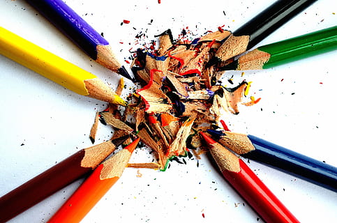 assorted-color pencil on white surface, crayons, paint, pencils HD wallpaper