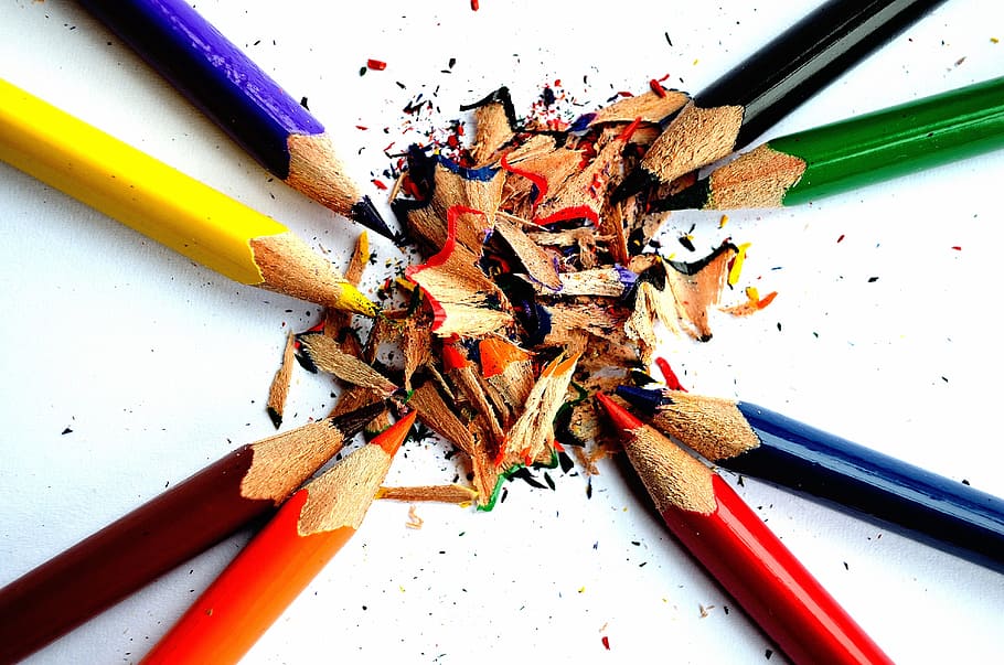 Royalty-Free photo: Assorted-color pencils on white surface