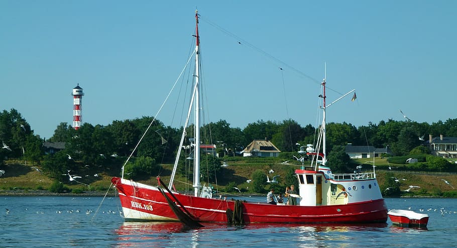 river, kahn, fischer, cutter, fishing vessel, elbe, hamburg HD wallpaper