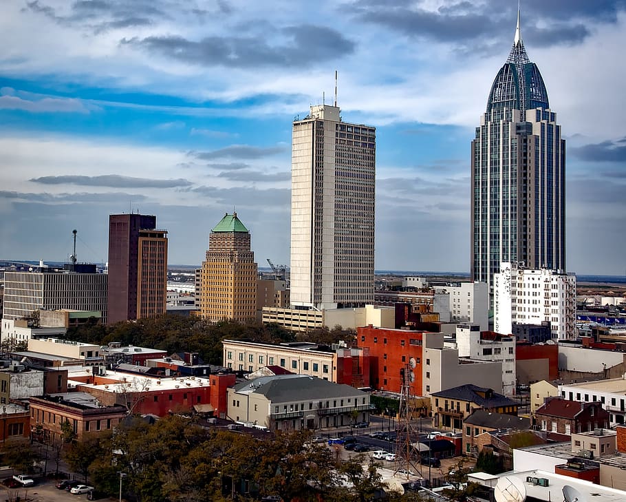 mobile, alabama, city, cities, urban, skyline, cityscape, hdr, HD wallpaper