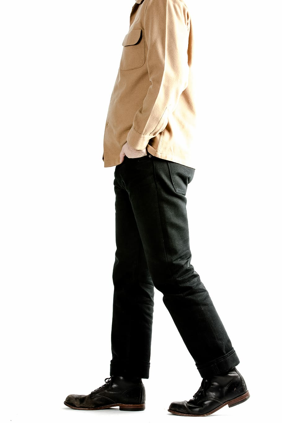 man wearing black jeans, male, portrait, model, shirt, white background HD wallpaper
