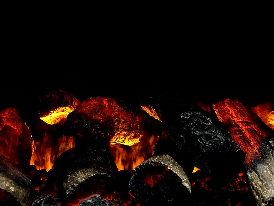 burning charcoal closeup photography, ember, fire, wood, heat - temperature HD wallpaper