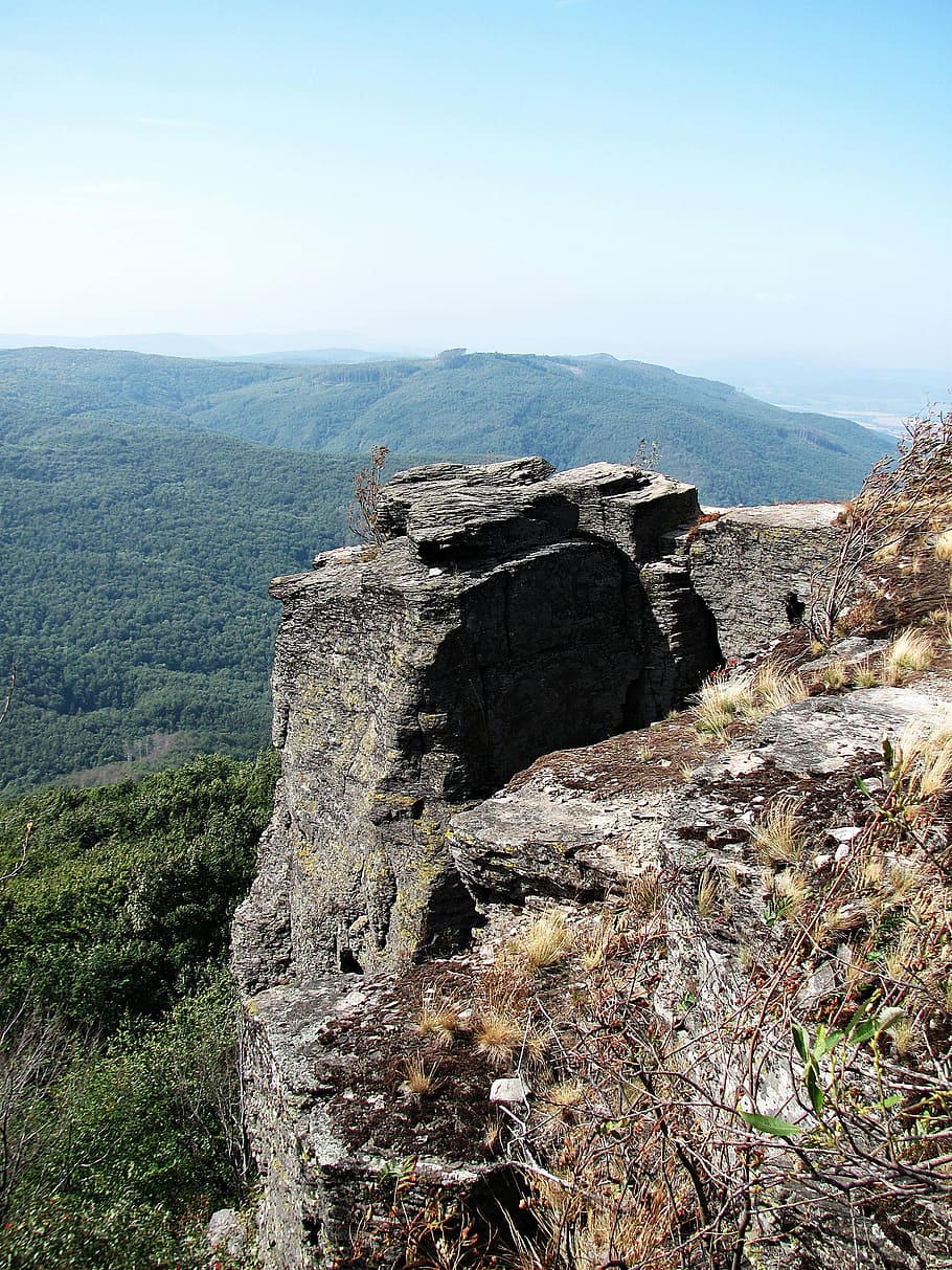 Rock, View, Nature, Landscape, Rocks, mountains, climbing, top view HD wallpaper