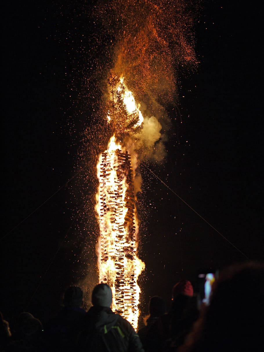 funkensonntag, custom, montafon, fire, brand, snow, heat, flame HD wallpaper
