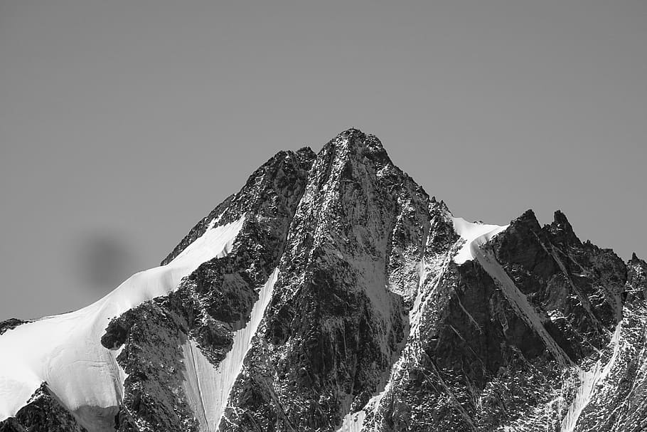 photo of mountain covered with snow, aerial photography of mountain HD wallpaper