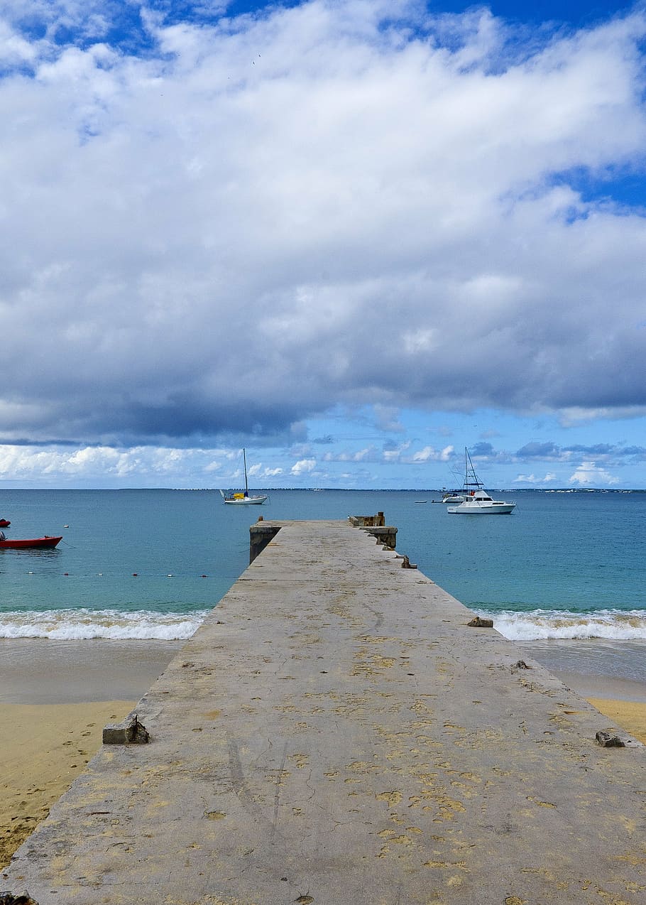 pier, island, ocean, beach, travel, water, sunny, coast, tropical HD wallpaper