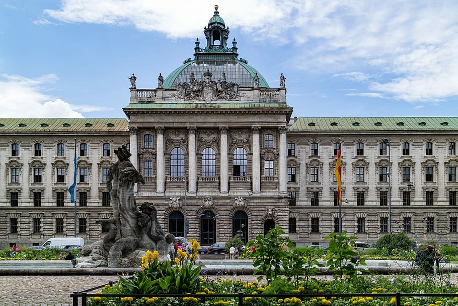 Palace Of Justice, Munich, Bavaria, architecture, stachus, building exterior, HD wallpaper