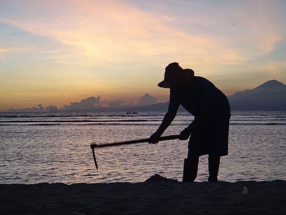 indonesia, beach, sun, sunset, evening, travel, sea, water HD wallpaper